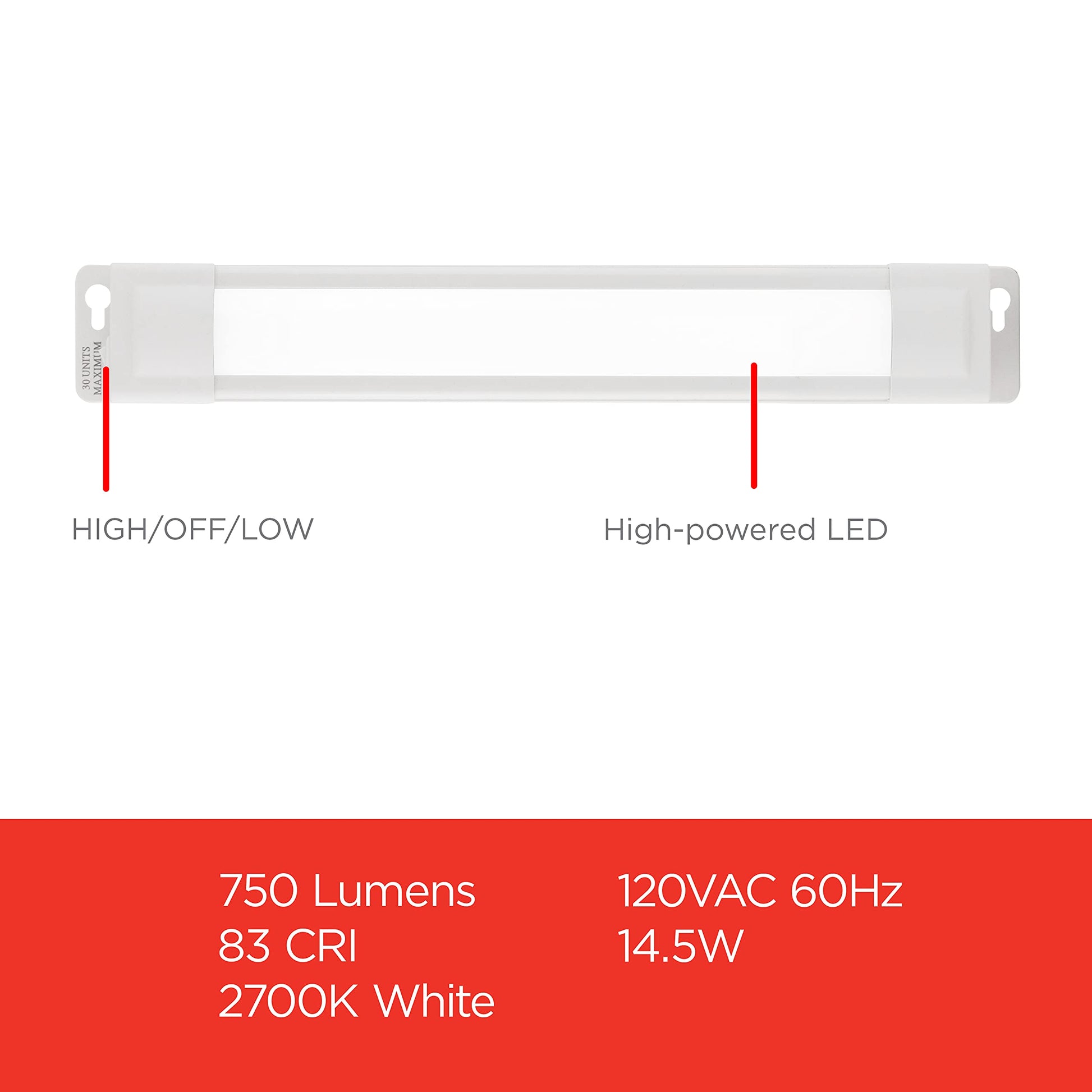 Luminaria LED UltraPro Blanca Brillo Seleccionable Iluminación Debajo del Gabinete para Cocina