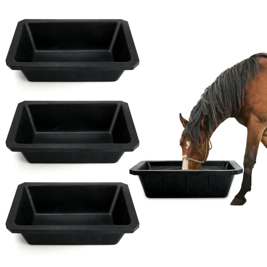 Bandeja de alimentación de goma de 3 piezas, cubo de alimentación para caballos de 10 cuartos, cubo de alimentación grande, cuenco resistente para perros, comedero de goma para caballos, para perros,