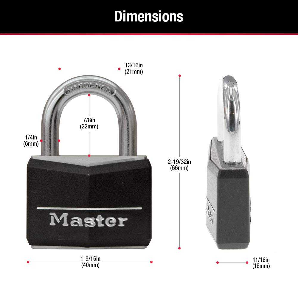 Candado de Latón Master Lock vinilo negro Cubierta de 1 141d 1 - 9/40.6 cm