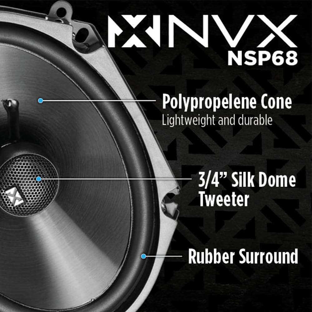 NVX® 2 Vías Altavoces coaxiales Coche [N-Series] con Seda Tweeters de Cúpula, Conjunto de 2
