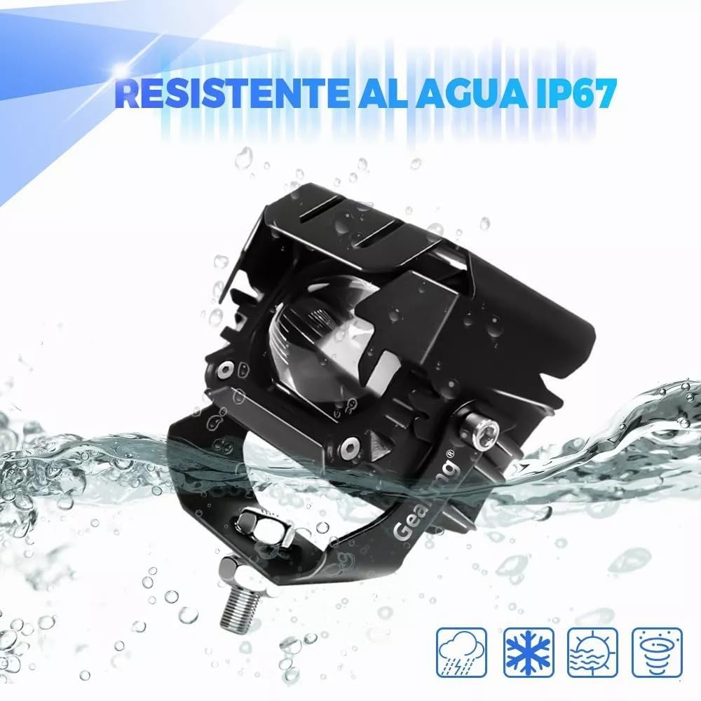 Geallmg Faros De Lupa Moto Con De Color Doble 180w Para Auto, luces auxiliares para motocicleta/camión/coche/ATV/SUV/barco/carretilla elevadora/tractor 6000 lm, color ámbar/amarillo blanco, 2pcs