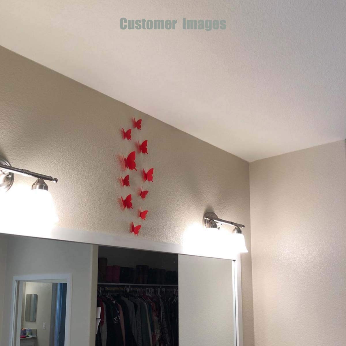 24 pegatinas de pared 3D de mariposa removibles para decoracion del hogar y la habitacion (rojo)
