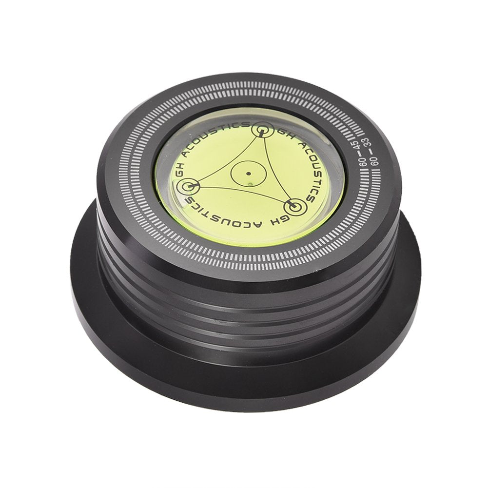 Fosa Abrazadera del Estabilizador del Disco de La Placa Giratoria de 60Hz con Nivel de Burbuja para El Reproductor de Discos de Vinilo LP, Estabilizador de Disco para Tocadiscos de Vinilo de Audio LP,(Negro)