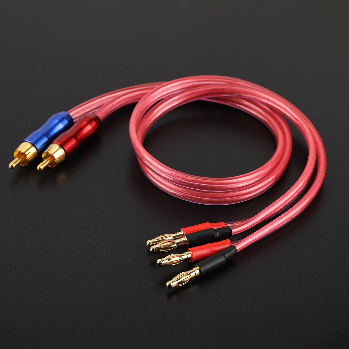 Altavoz alambre KK Azul Rojo con RCA macho a Plugs Banana 1,64 Foot-Pair