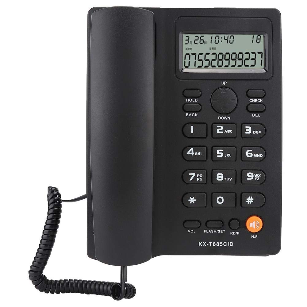 Oumij1 Teléfono del Hotel Identificador de Llamadas Teléfono Llamadas Manos Libres Oficina en el Hogar Teléfono Fijo del Hotel Inglés(Negro)