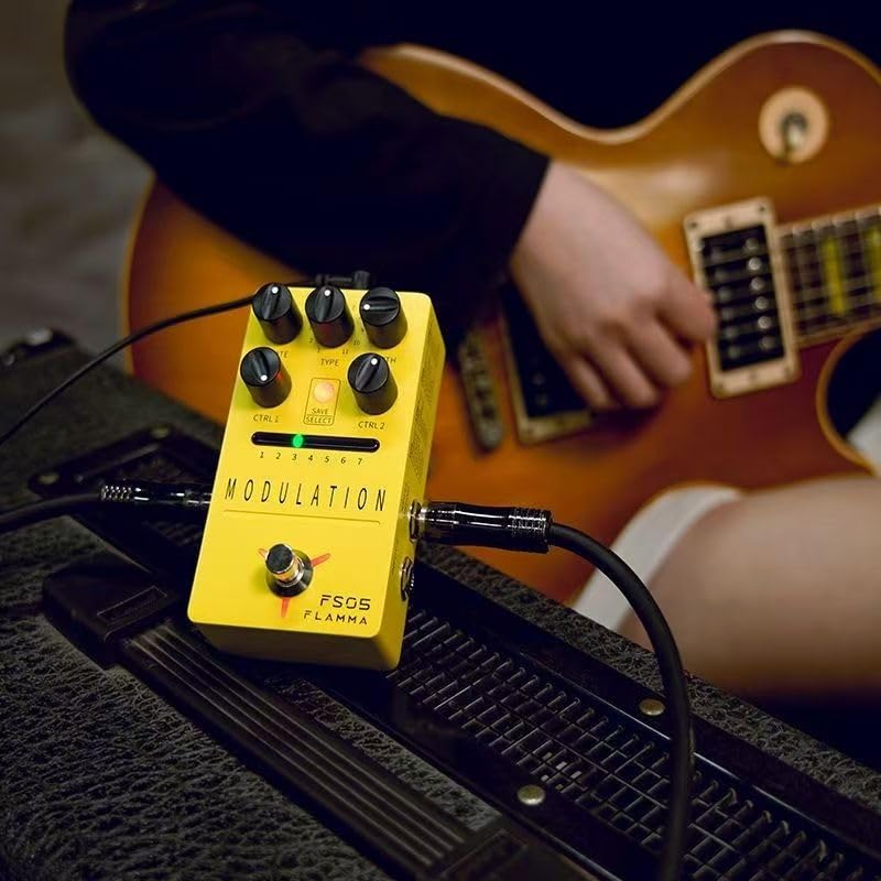 Pedal de Guitarra FLAMMA FS05 Estéreo con Múltiples Efectos de Modulación y True Bypass