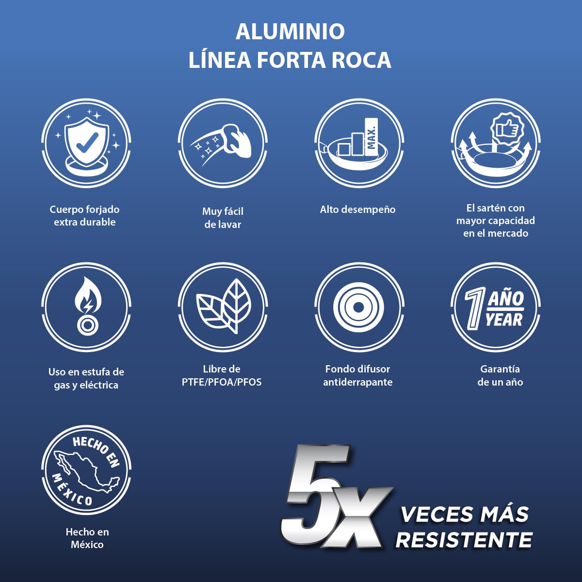 Cinsa Bateria de cocina Forta Roca 5 piezas de Aluminio Forjado (Bateria 5 piezas)