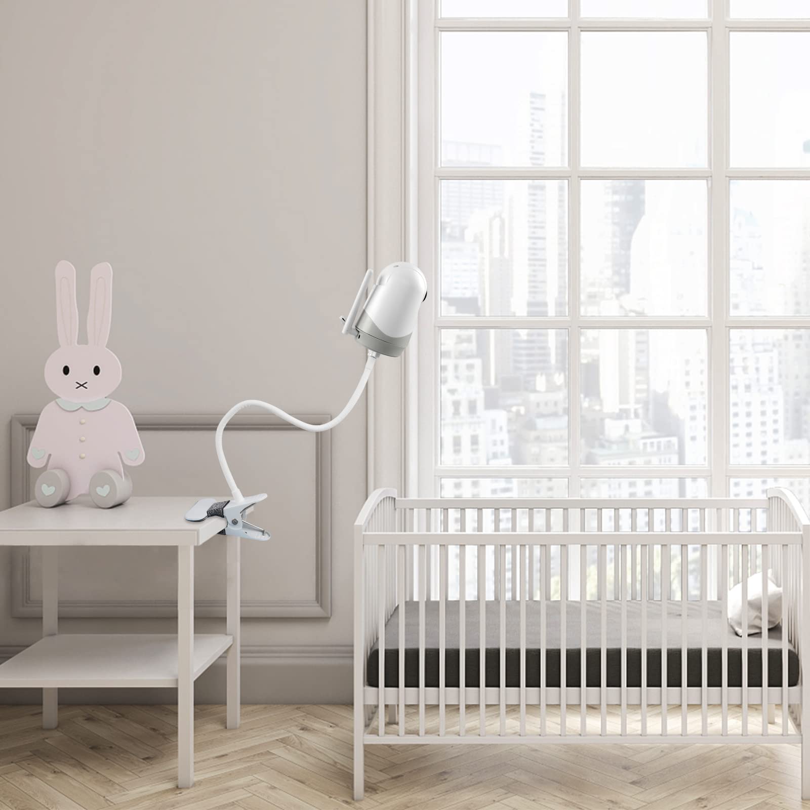 Soporte de Clip Flexible HOLACA para Monitor de Bebé Hellobaby Blanco para Cuna sin Herramientas