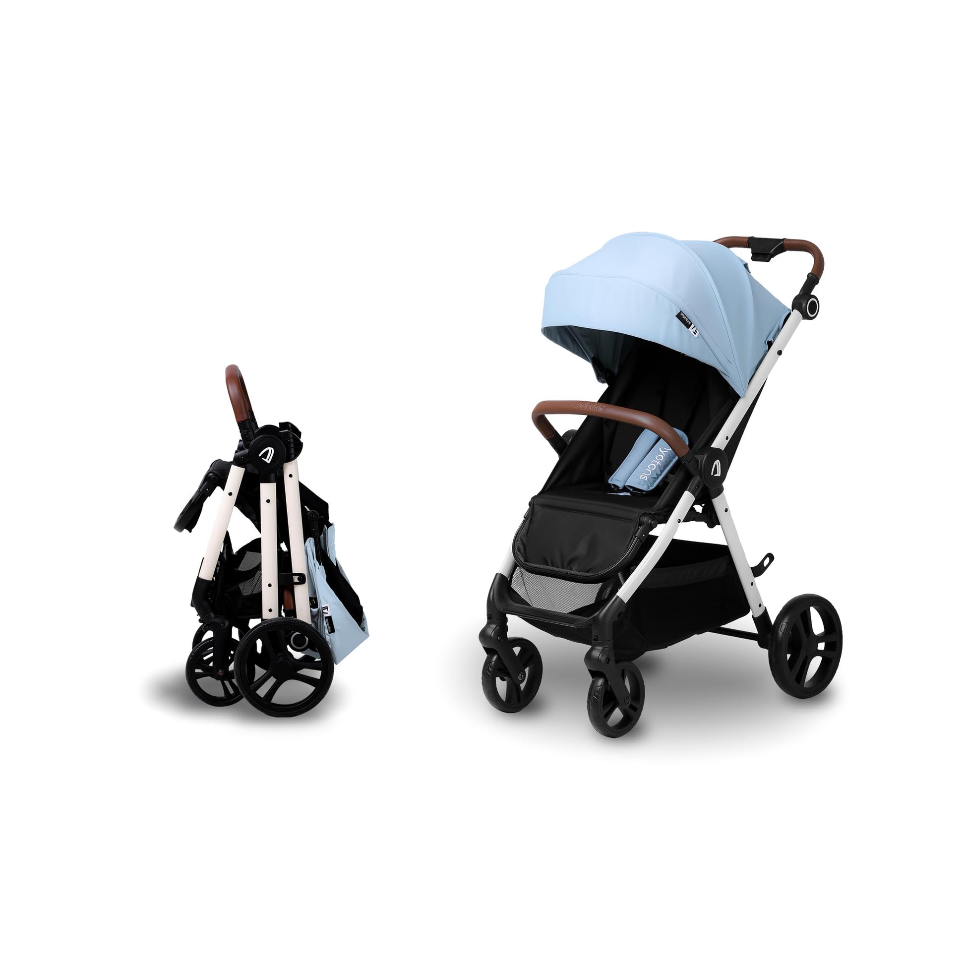 Carriola Plegable Para Bebé Unyotons, Estructura Ligera De Aluminio, Llantas Antideslizantes De Goma, Sistema Plegable Semi Automatico. Diseño Moderno, Resistente. (Azul Claro)