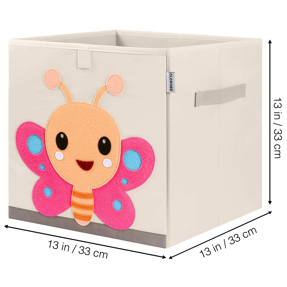 CLCROBD - Contenedores de almacenamiento de cubos de animales plegables de tela, caja/cofre/organizador de juguetes para guardería infantil, 33 cm (Mariposa)