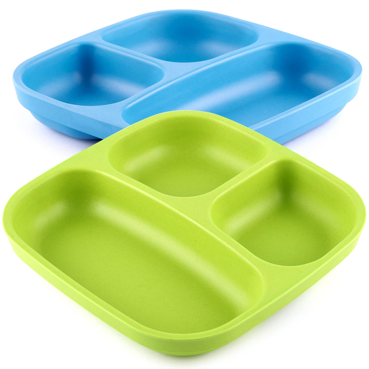 Get Fresh Juego de platos para niños divididos PLA - 2 platos infantiles sin melamina aptos para microondas - Vajilla infantil apilable sin BPA - Platos reutilizables aptos para lavavajillas para