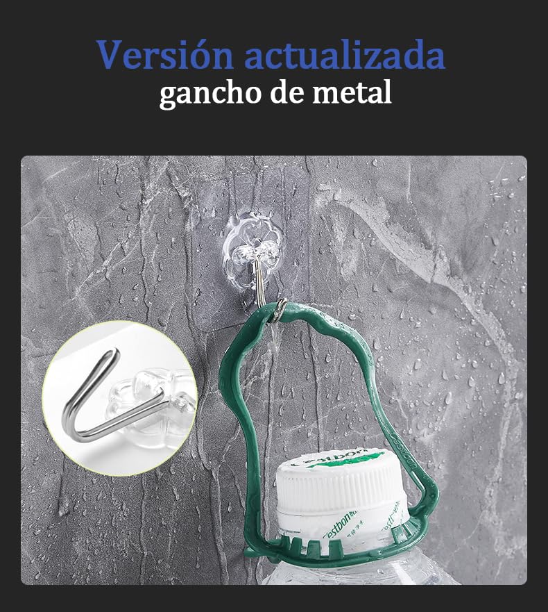 Ganchos Adhesivos Transparentes Reutilizables Resistente al Agua y Aceite