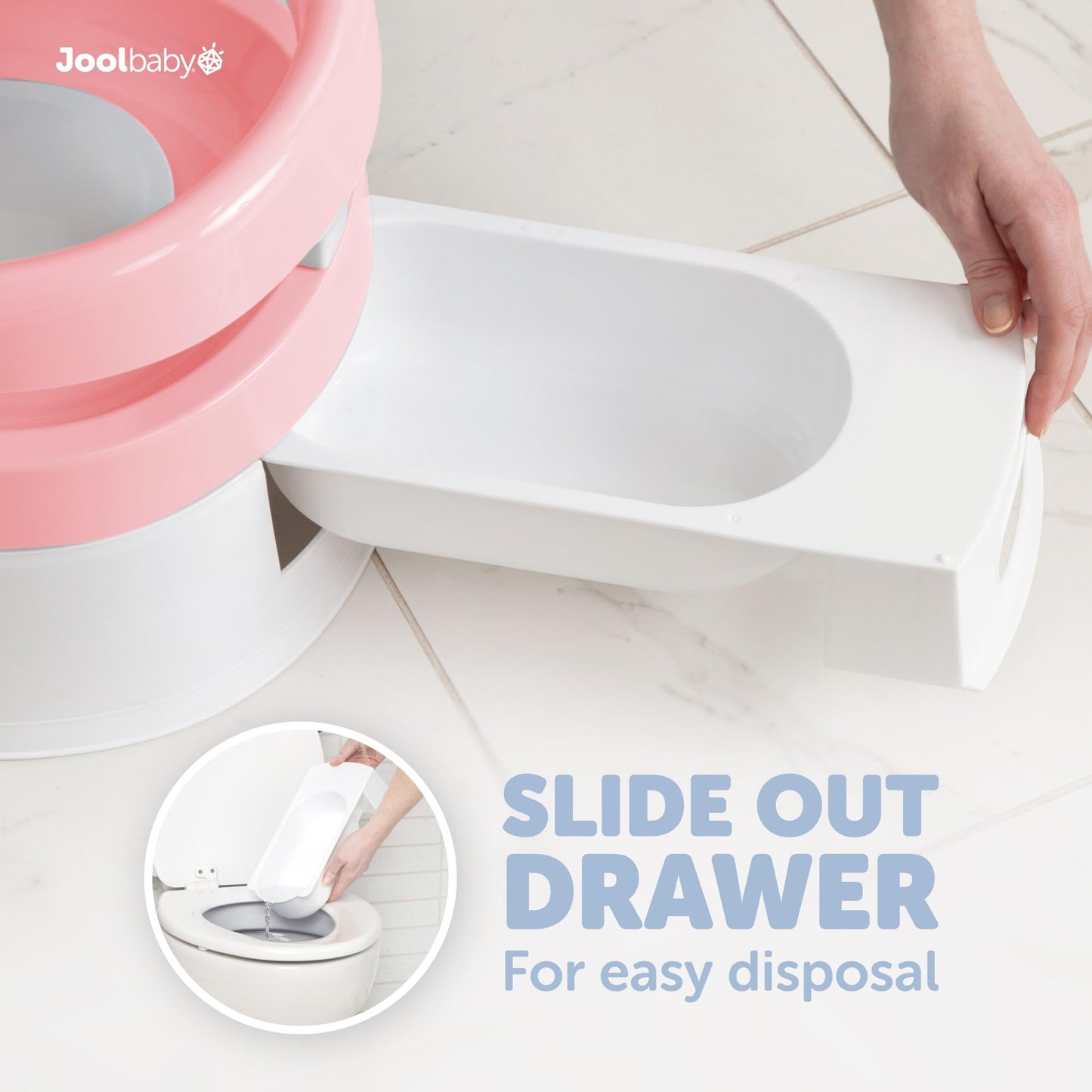 Jool - Silla de baño para bebé para entrenamiento de inodoro, protector contra salpicaduras y soporte de espalda (rosa)