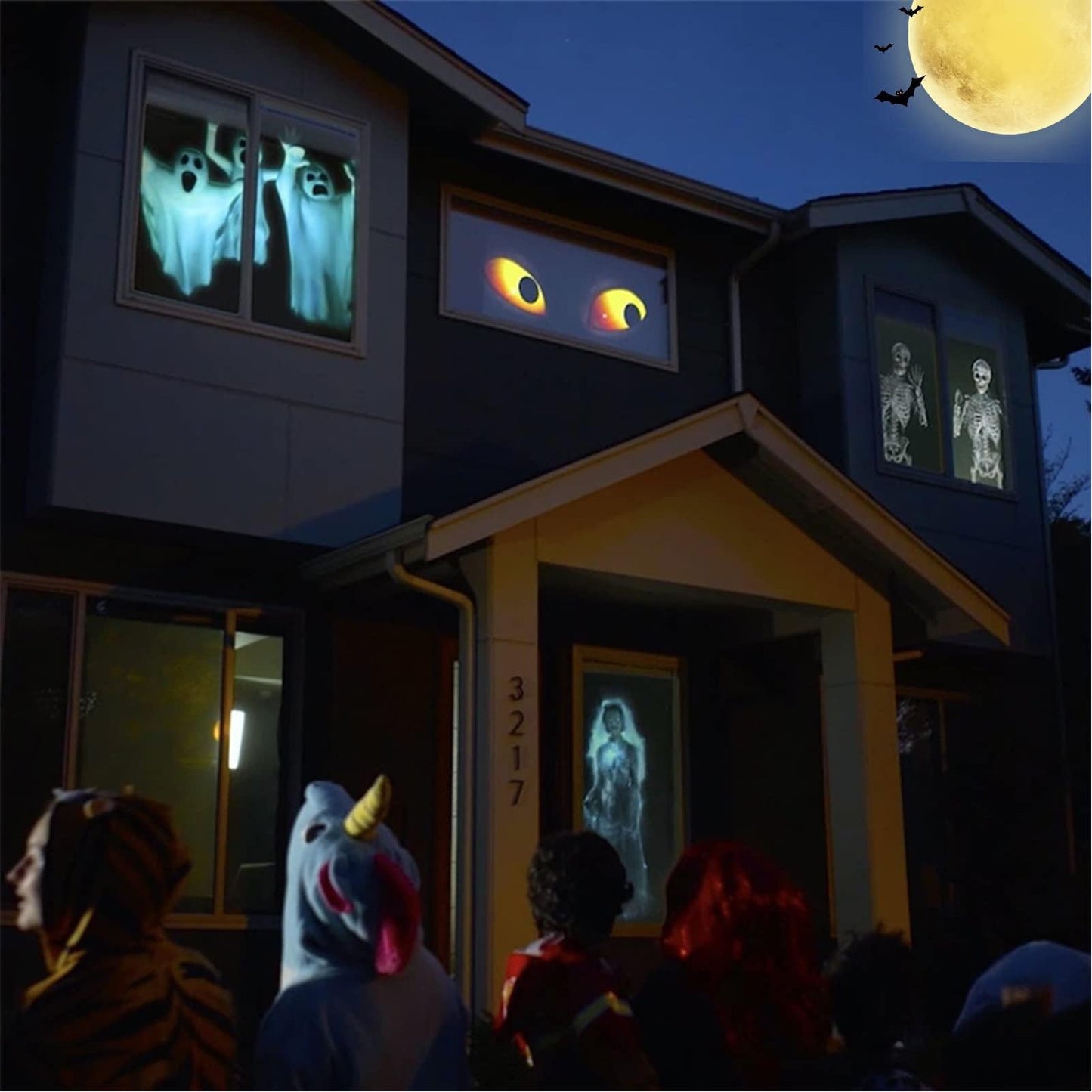 Proyector LED De Luz Para Halloween Y Navidad 12 Películas Integradas Exteriores