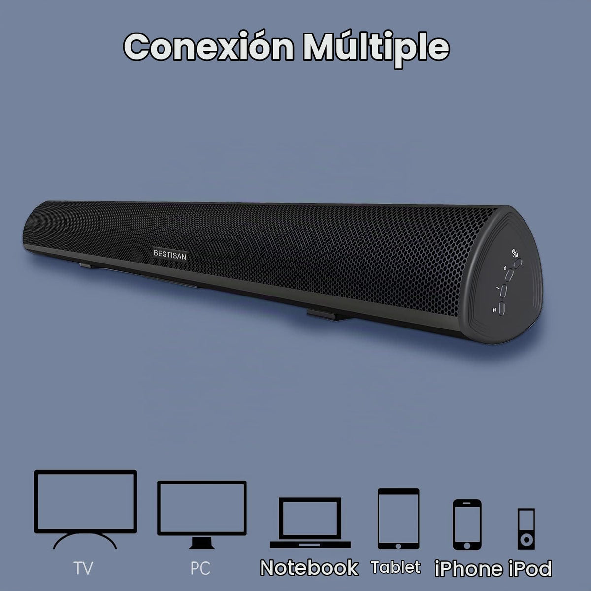 Barra de Sonido BESTISAN Bluetooth e Inalámbrico Negro con DSP y Montaje en Pared