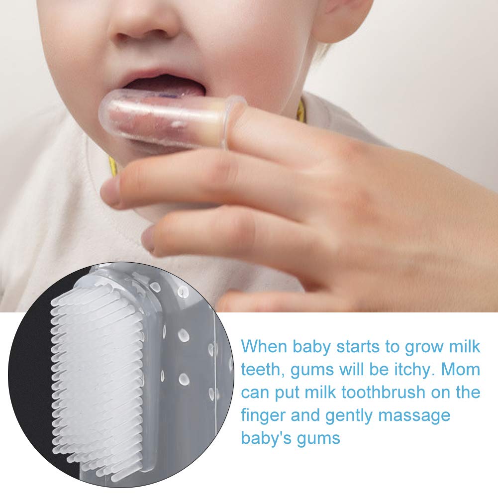 Cepillo de dientes para dedos de bebé de 10 piezas, cepillo de goma para bebés recién nacidos, masajeador de silicona suave, cuidado bucal, limpieza(Transparente)