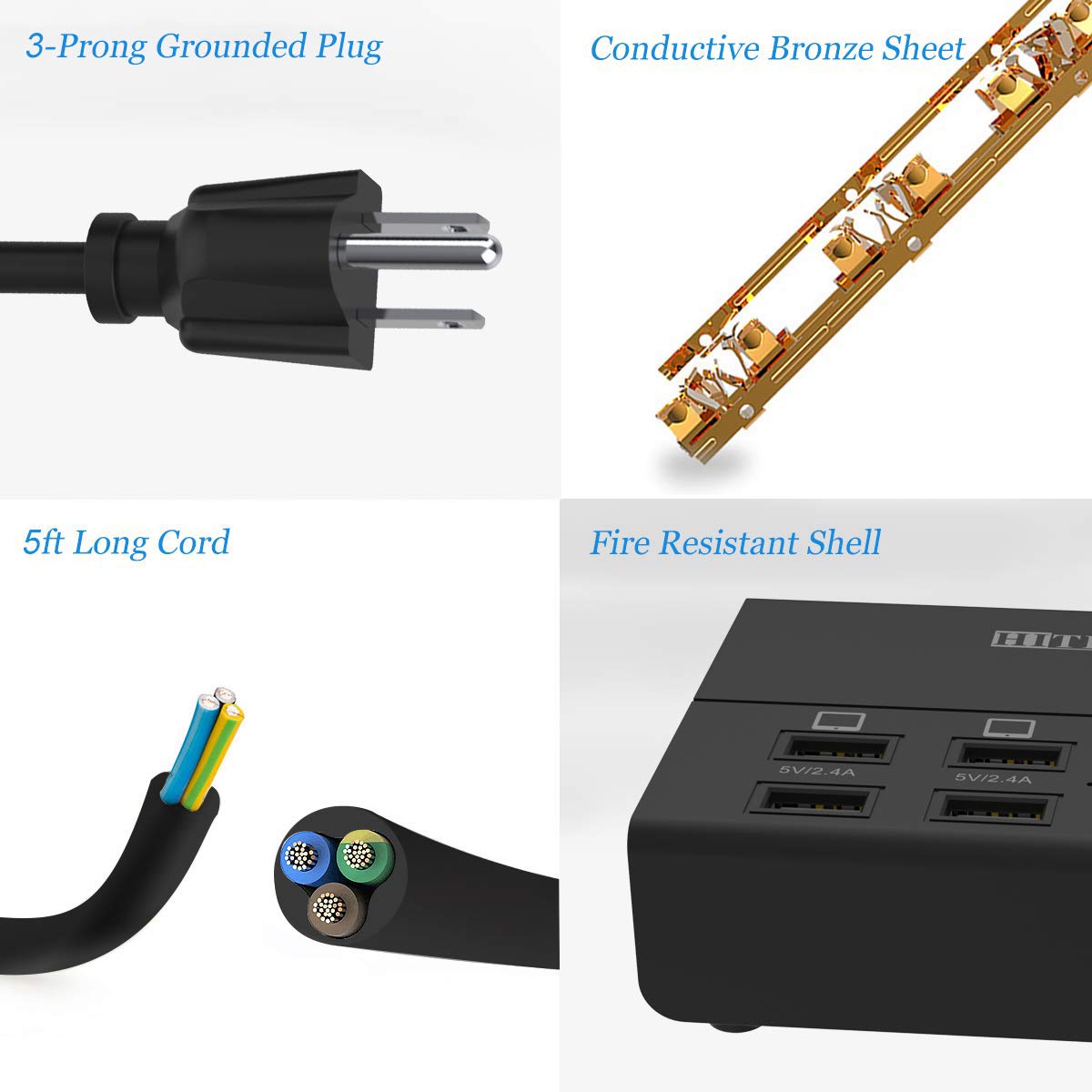 Cargador USB, 8 Puertos Rápido Cargadores de Escritorio 50W/10A Concentrador de Cargador USB Multipuerto para Multiple Devices…