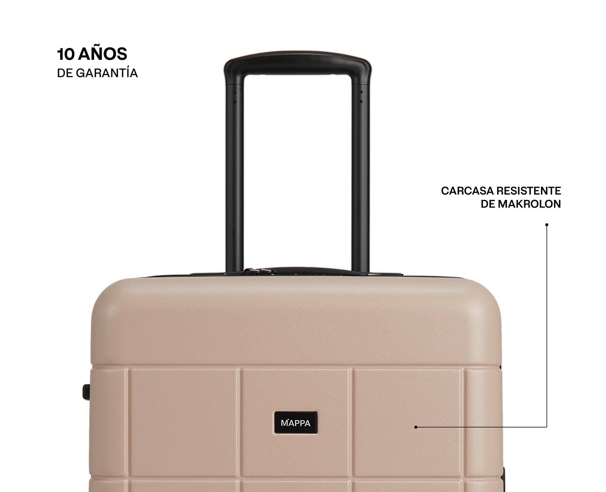 Mappa Original - Maleta de Viaje Rígida Garantía 10 Años 100% Makrolon Alemán, Ruedas Giratorias 360 Tecnología Hinomoto, Candado TSA, Pad de Compresión, Maleta para Documentar 28 pulgadas Color Beige