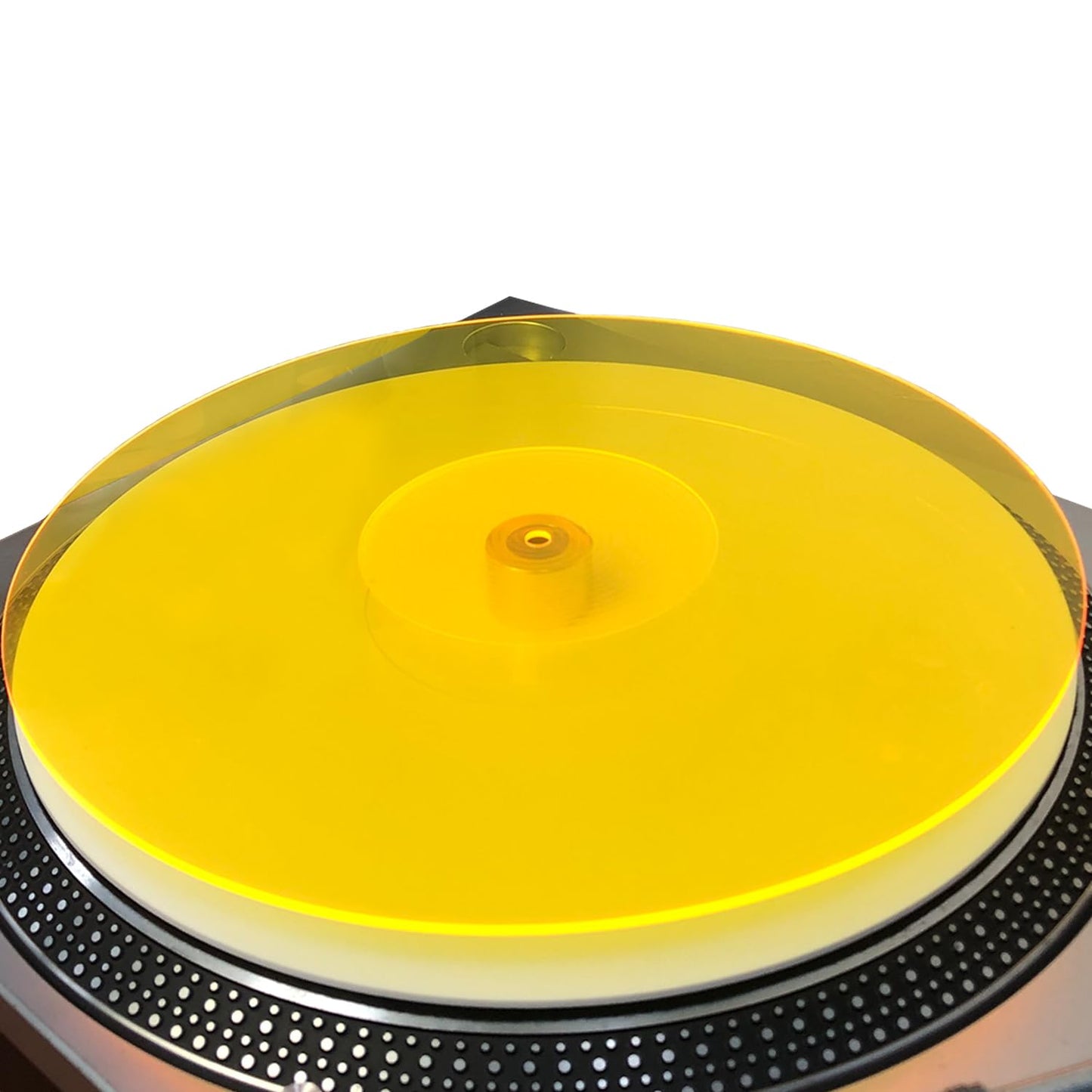 Mobile Pro Shop Turntable Acrylic Slipmat for Vinyl LP Record Players - 2.7mm Thick Provides Tighter Bass & Improves Sound Quality - 12" Platter Mat (Yellow_Lit)