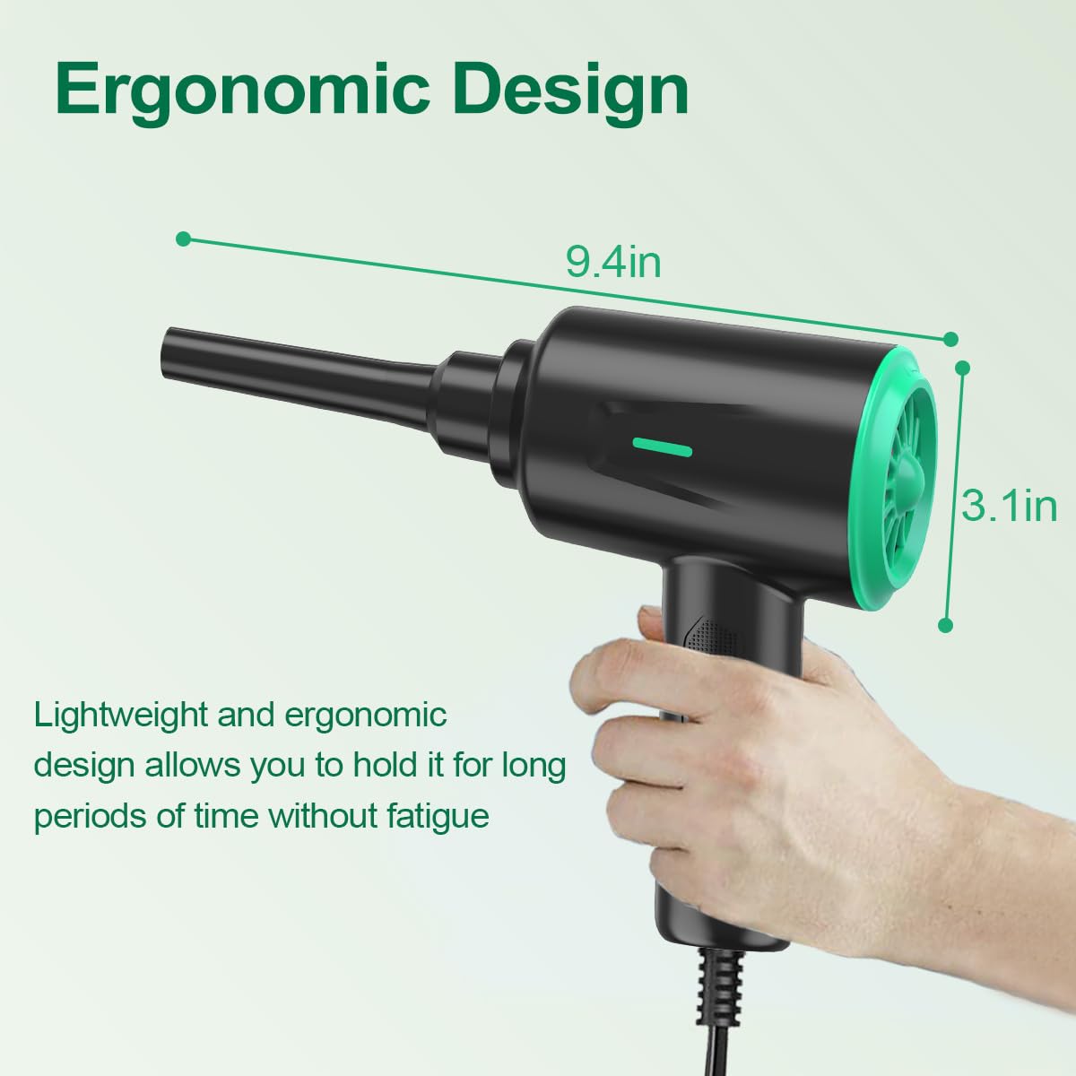 Meudeen Air Duster - Soplador de aire eléctrico - Limpieza de alta potencia de 6.5 oz para computadora - PC - Aire comprimido de 2 engranajes