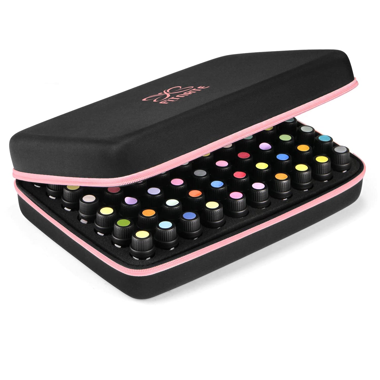 FITANTE Caja de Aceite Esencials, Almacenamiento de Aceites Esenciales, 70 Botellas EVA Concha Dura Aceite Esencial Funda de Transporte Contenedor Cajas de Almacenamiento para 5ml 10 ml 15 ml-Rosa