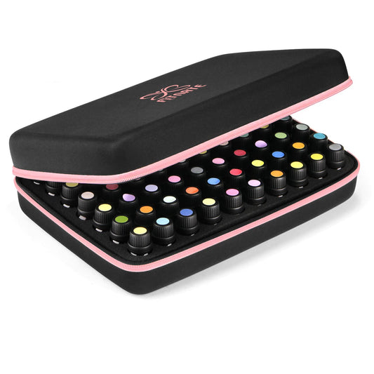 FITANTE Caja de Aceite Esencials, Almacenamiento de Aceites Esenciales, 70 Botellas EVA Concha Dura Aceite Esencial Funda de Transporte Contenedor Cajas de Almacenamiento para 5ml 10 ml 15 ml-Rosa