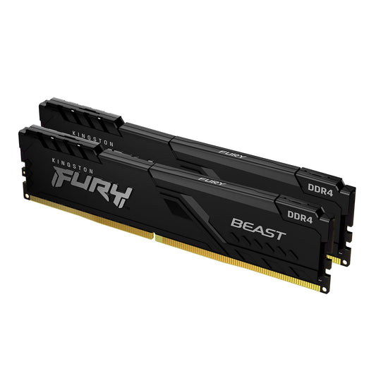 Kingston Fury Beast DDR4, Memoria Gamer Para PC, Capacidad: 16GB Kit (2x8GB), Frecuencia: 3200Mhz, Latencia: CL 16, Factor de Forma: DIMM 288-Pin, Color: Negro, Numero de Parte: KF432C16BBK2/16