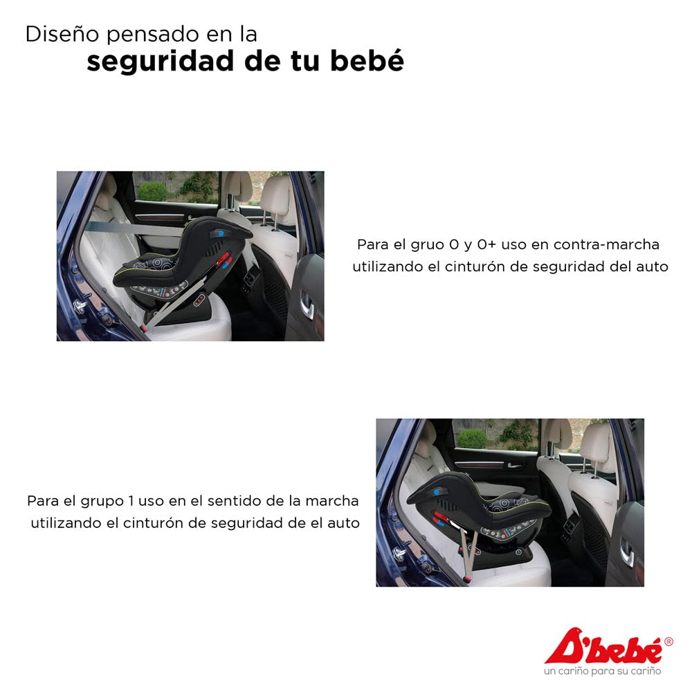 D´BEBÉ - Autoasiento Confort Reclinable - Recomendado para bebés desde 4-6 meses y hasta los 4 años - Ideal para que tu Bebé Viaje Cómodo y Seguro - Color Gris