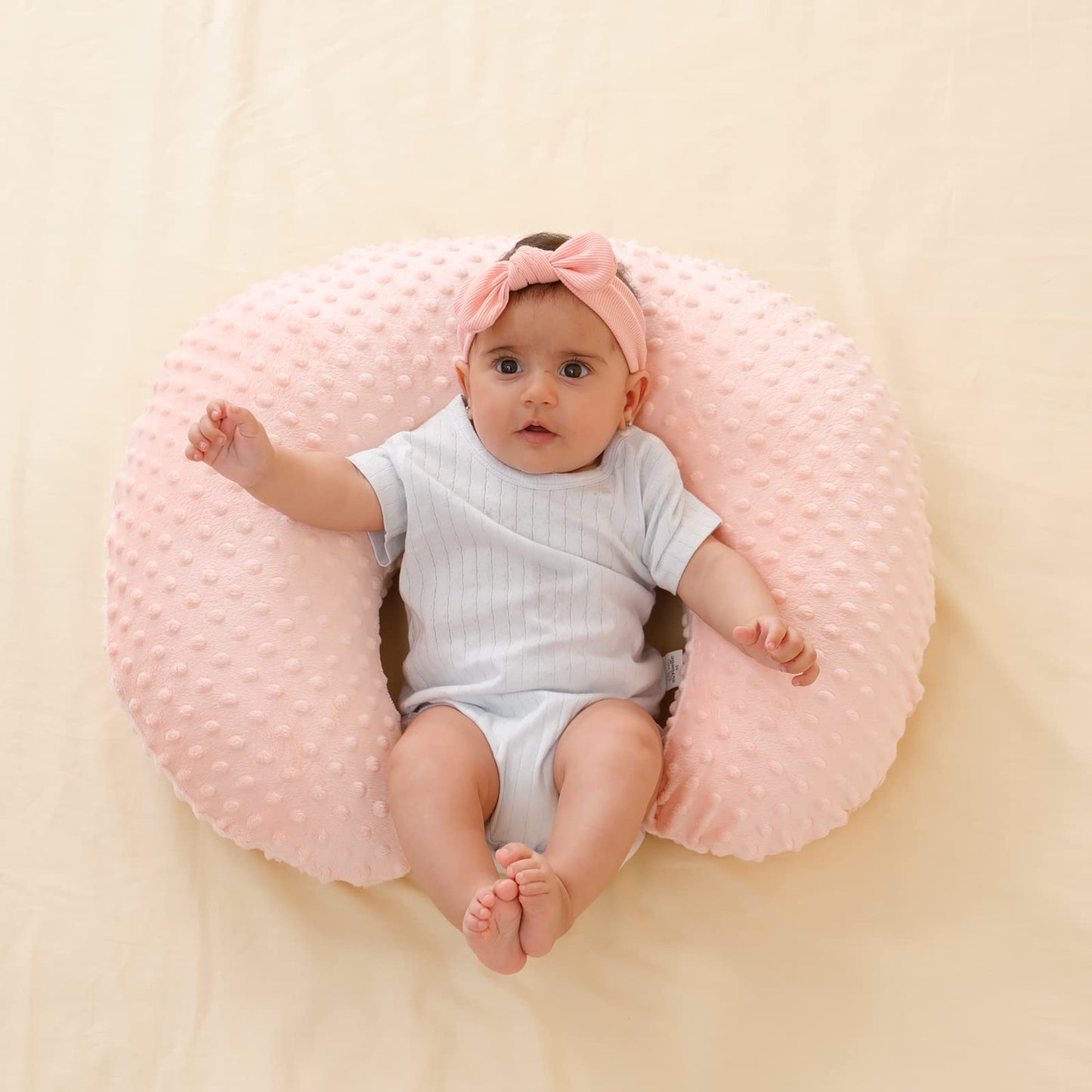 QUENESS Almohada y posicionador para lactancia, para alimentación con pecho y biberón, soporte para sentarse del bebé con cubierta ultra suave removible, soporte para tiempo boca abajo para bebés