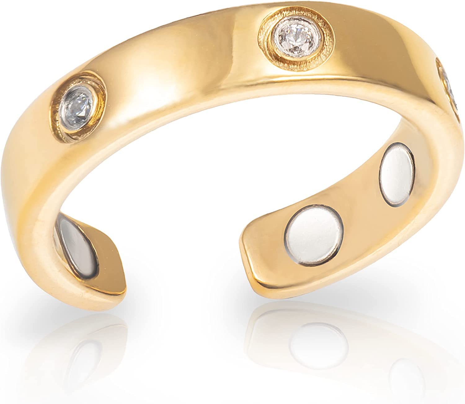 MagnetRX® Magnetic Ring for Women - Elegant Crystal Ring - Magnet Rings for Women (8, gold)