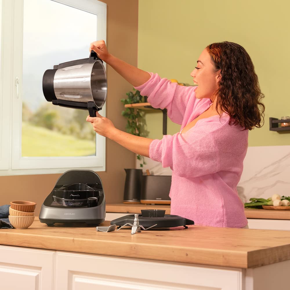 Cecotec Robot de Cocina Multifunción Mambo Touch con Jarra Habana. 1600 W, 37 Funciones, Pantalla Táctil TFT 5" con Recetario Integrado, 3,3 Litros, APP, Báscula y Jarra de Acero Inox + Habana