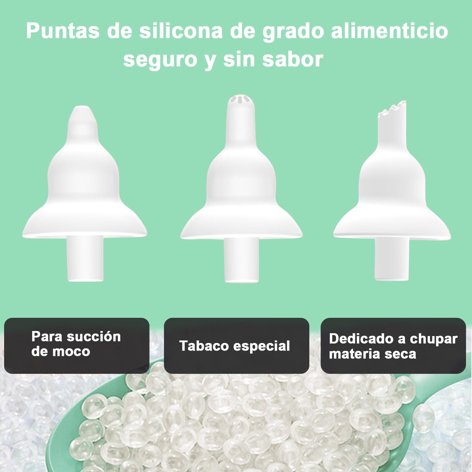 Aspirador Nasal Electrico，Aspirador Nasal Con 3 Cabezales de Silicona, Nivel de Succión Ajustable, Función Relajante con Música y Luz.
