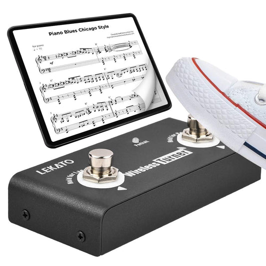 LEKATO - Pedal inalámbrico para pedales Bluetooth para tabletas y teléfonos (sistema Android e iOS superior a la versión 13.4) - Pedal externo para control de conmutación de sintonizador de pedal de