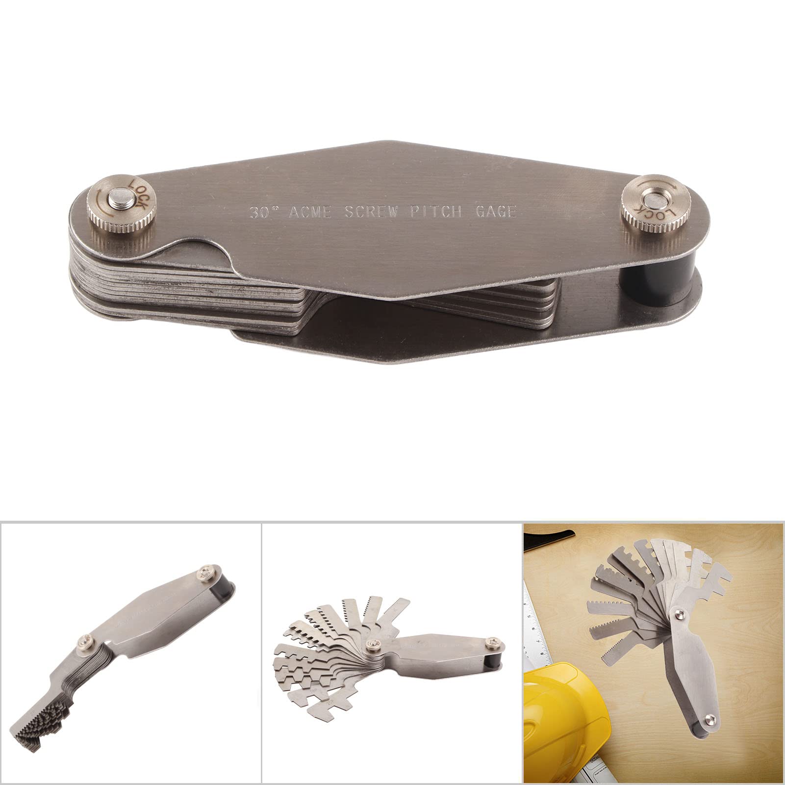Calibrador de Rosca T Calibre de Paso de Rosca de Acero Inoxidable Herramienta de Medición de Paso de Tornillo Conjunto de Calibradores de Rosca Para Medir El Paso de Rosca de Rosca (Calibre de Rosca En T de 30 Grados)