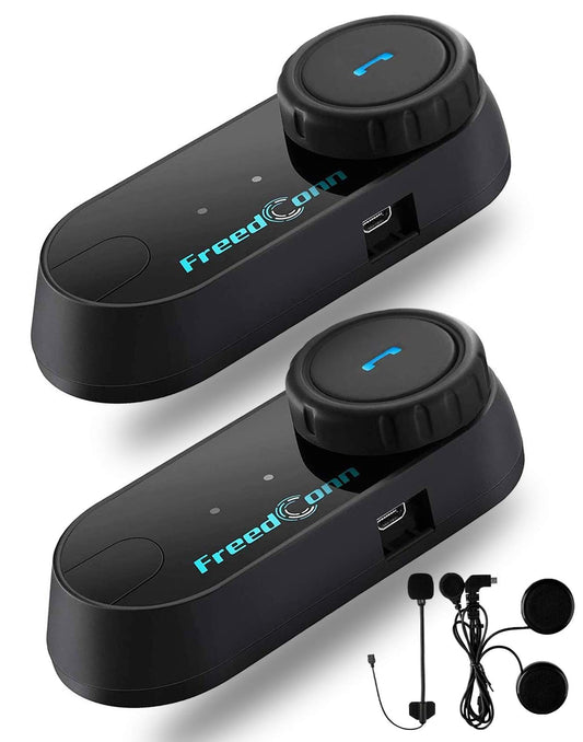 FreedConn - Auriculares Bluetooth para motocicleta, sistema de comunicación de casco TCOM VB de 2 vías, 800 m, intercomunicador Bluetooth para motocicleta, intercomunicador para motos/FM/BT5.0/Siri