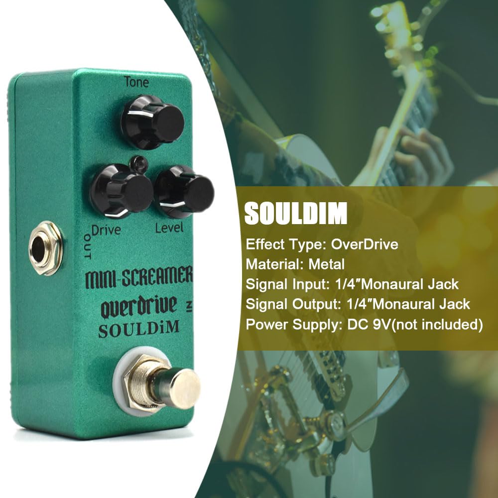 Pedal de Efecto SoulDiM Mini Screamer Overdrive Guitarra Bypass