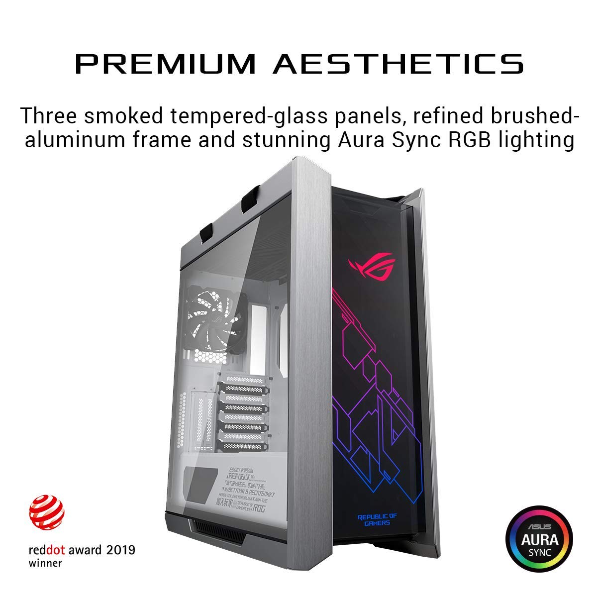 ASUS Gabinete Gaming ROG Strix Helios White, RGB, Media Torre ATX/ETX, Vidrio Templado, Marco de Aluminio, Soporte de GPU, Soporte para radiador de 420 mm y Aura Sync