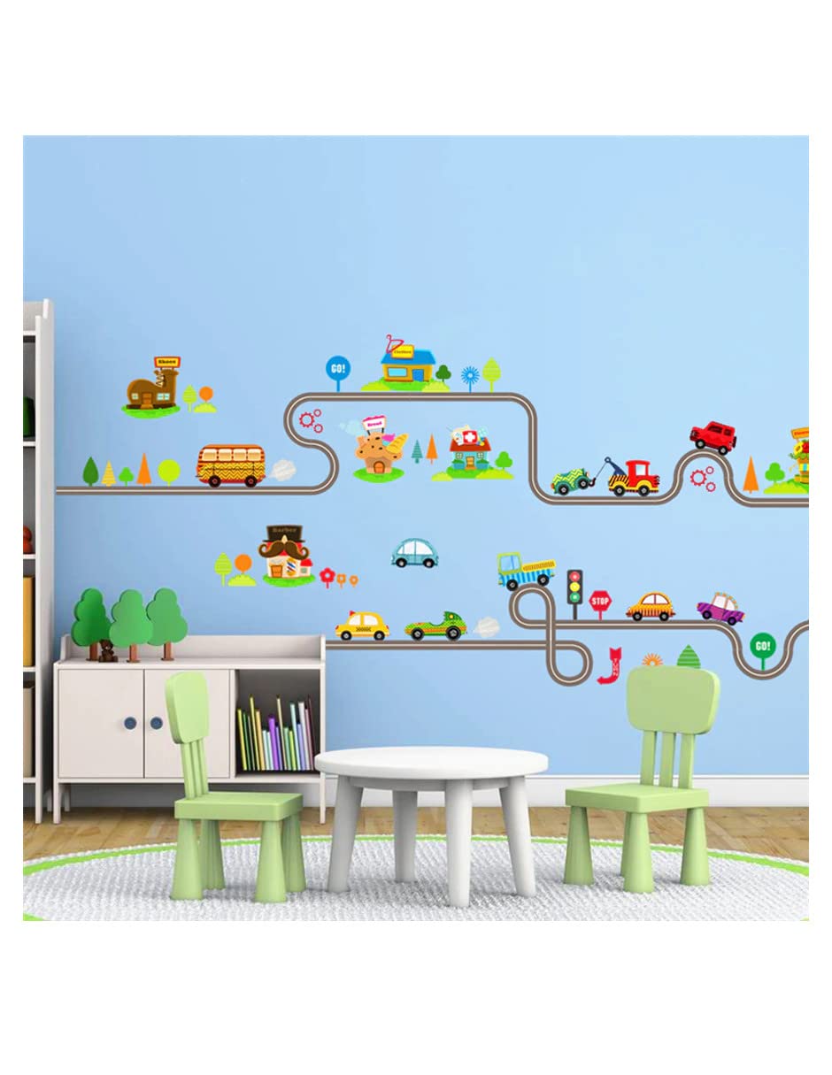 DaraBaby | Vinil Decorativo Infantil Pista Autos Carritos | Decoración de Pared para Habitación