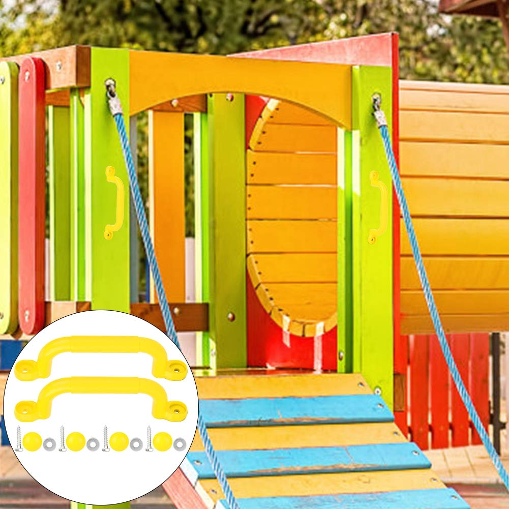 Alomejor Juego Asas de Agarre para niños Juegos de Seguridad Antideslizante Juego de Asas Tornillos Kits para la casa del árbol de Escalada de Juguete Columpio de Accesorios