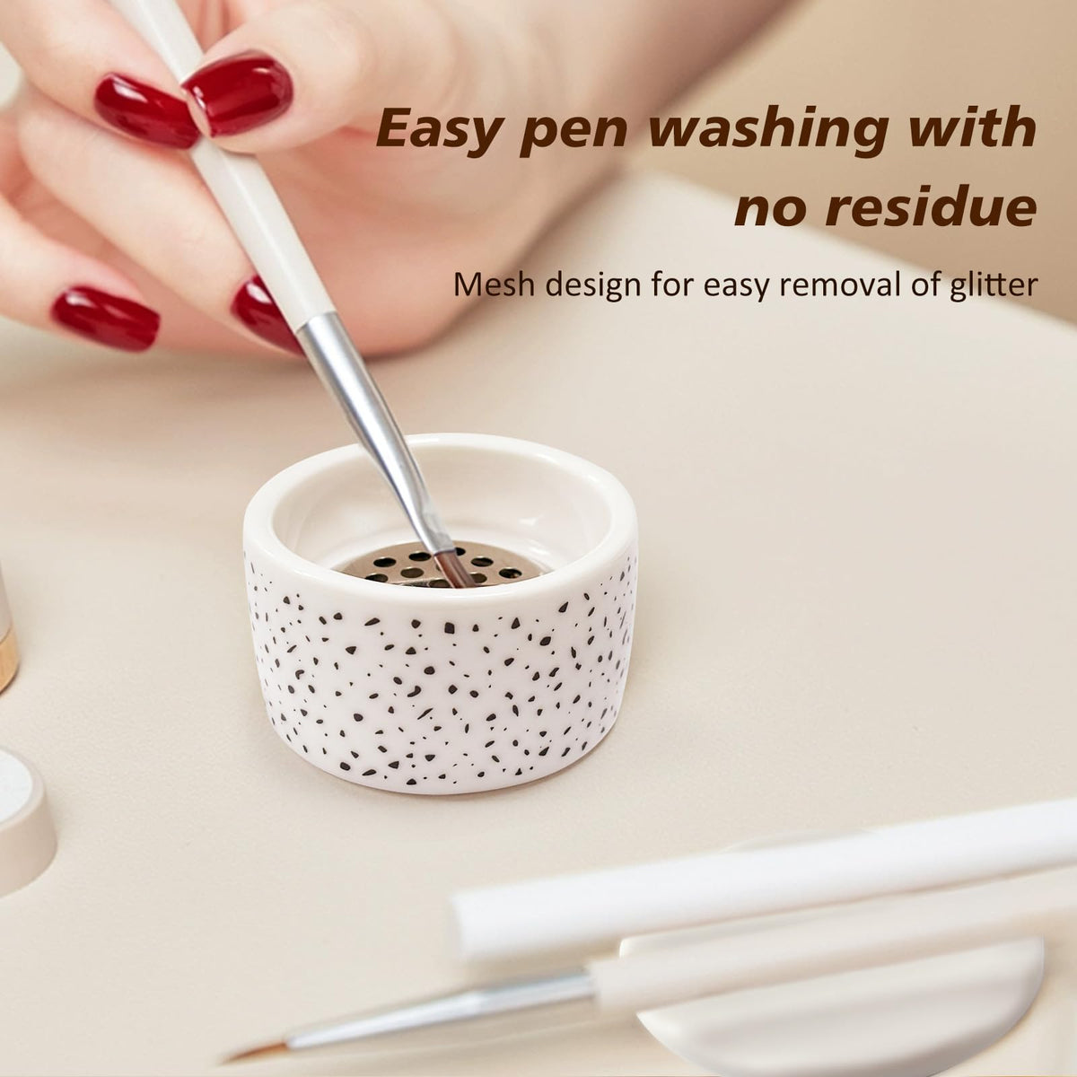 Cepillos de Uñas Acrílicos con Plato Monómero y Dappen Transparente portátil y Fácil de Limpiar