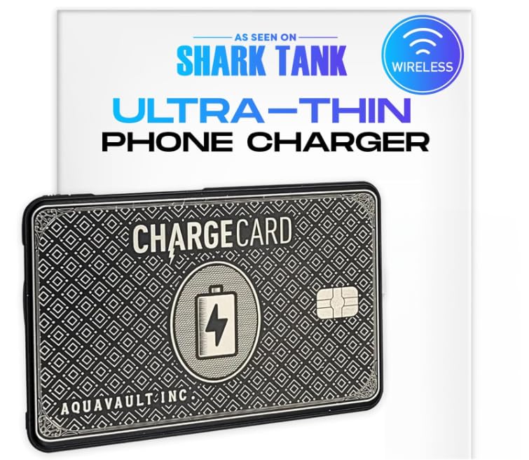Cargador de Teléfono Portátil AquaVault ChargeCard Negro Compacto y Rápido