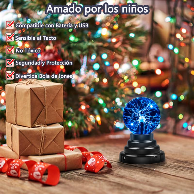 Bola Magica Sensible al Tacto Estilo USB, Lámpara de Luz Interacticve de Plasma de 3 Pulgadas, Se Puede Utilizar Para Decoración Fiestas, Accesorios Mágicos, Decoración de Dormitorio, Regalo (Blu-ray)