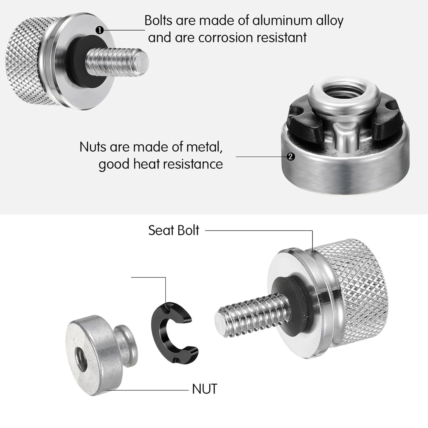 Juego de 2 Tuercas WADY Plata Compatible con Harley-Davidson Sportster y Softail Touring Dyna