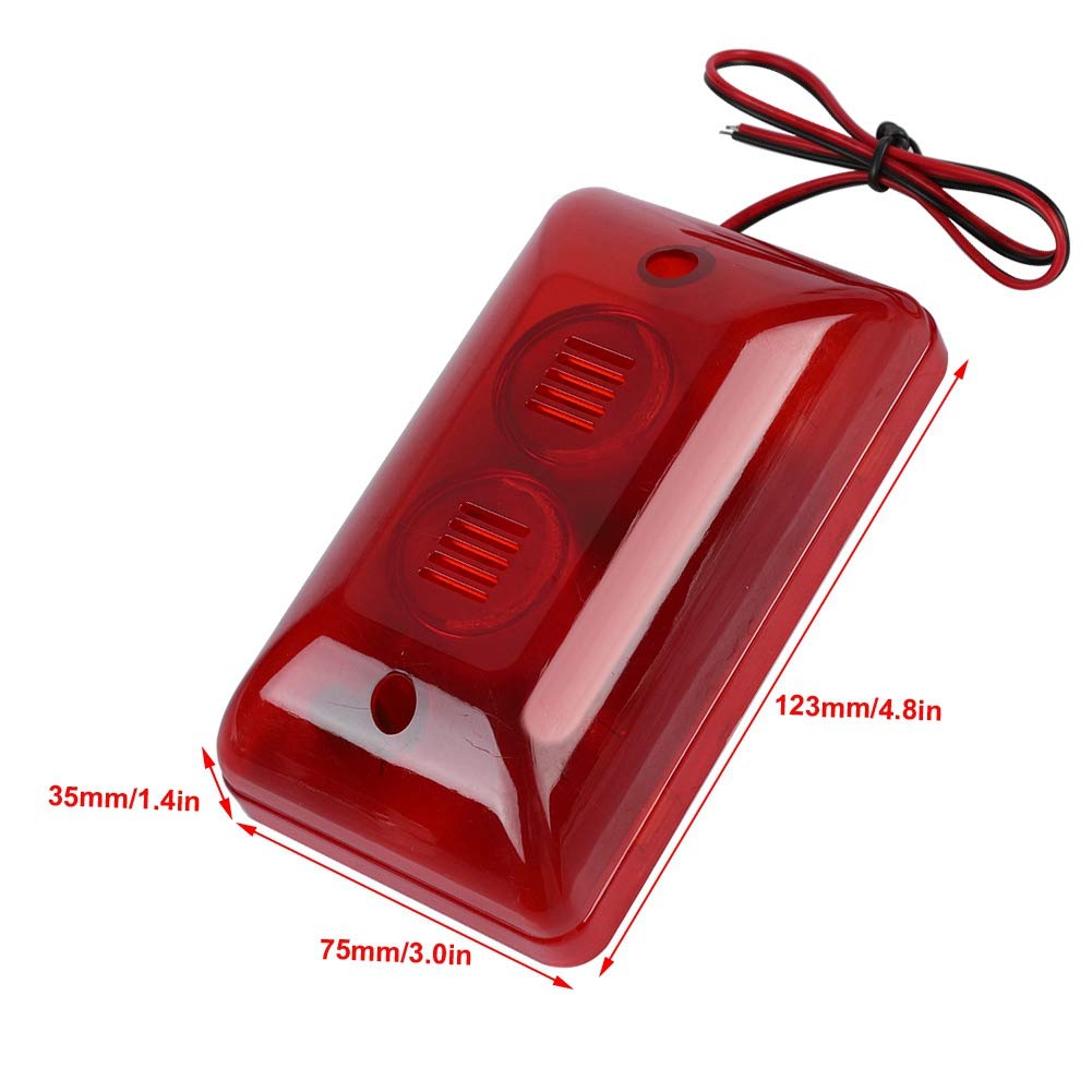 Sirena Estroboscópica de Alarma de Sonido y Luz Roja Intermitente 12 V 15 W para Seguridad en el Hogar
