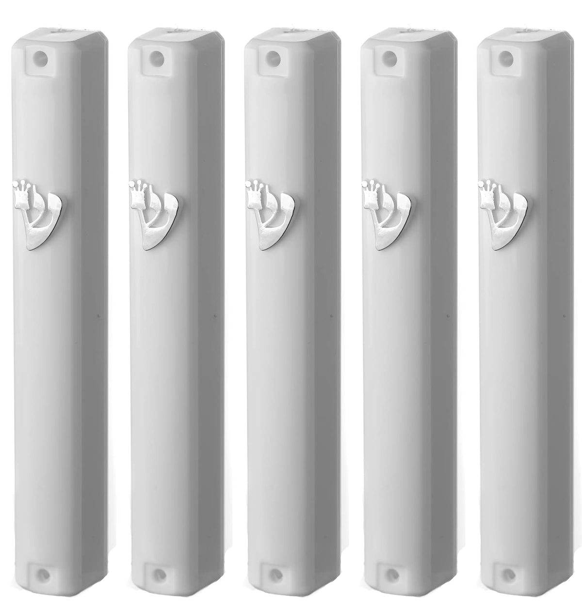 SUPER STAM MEZUZAH - Soporte para Caja (shidell) (plástico Plateado) con Forma Rectangular de 6.3/4 Pulgadas -17.5 x 2 x 2 c''m, Corcho de Goma Impermeable Lote de 5 (Blanco, 15 (para Rollo de 15 cm)