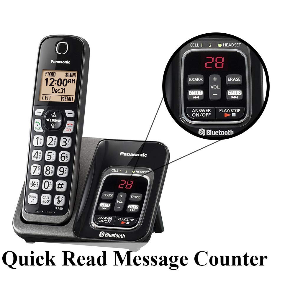 Panasonic KX-TG833 DECT 6.0 - Paquete de teléfono Bluetooth con 3 auriculares