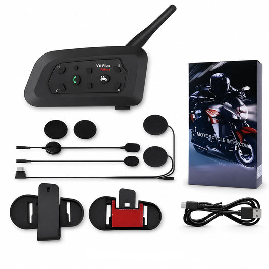 Casco Motocicleta con Auriculares Bluetooth Admite 6-Person Call hasta 1500 Metros