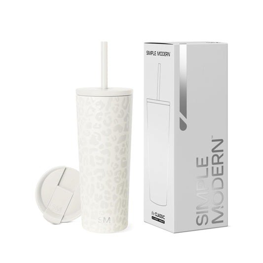 Vaso Térmico Simple Modern Cream Leopard Reutilizable de Acero Inoxidable Classic para Viajes 710ml