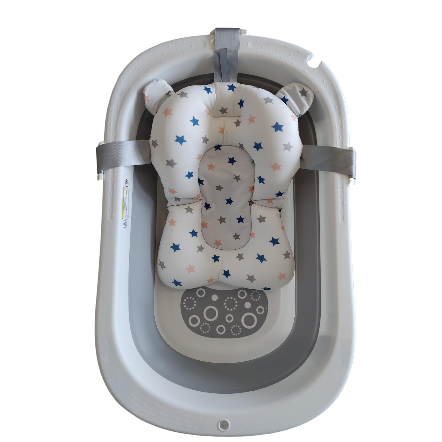 Bañera Plegable PAPU BABY Gris con Cojin para Bebés y Niños Pequeños