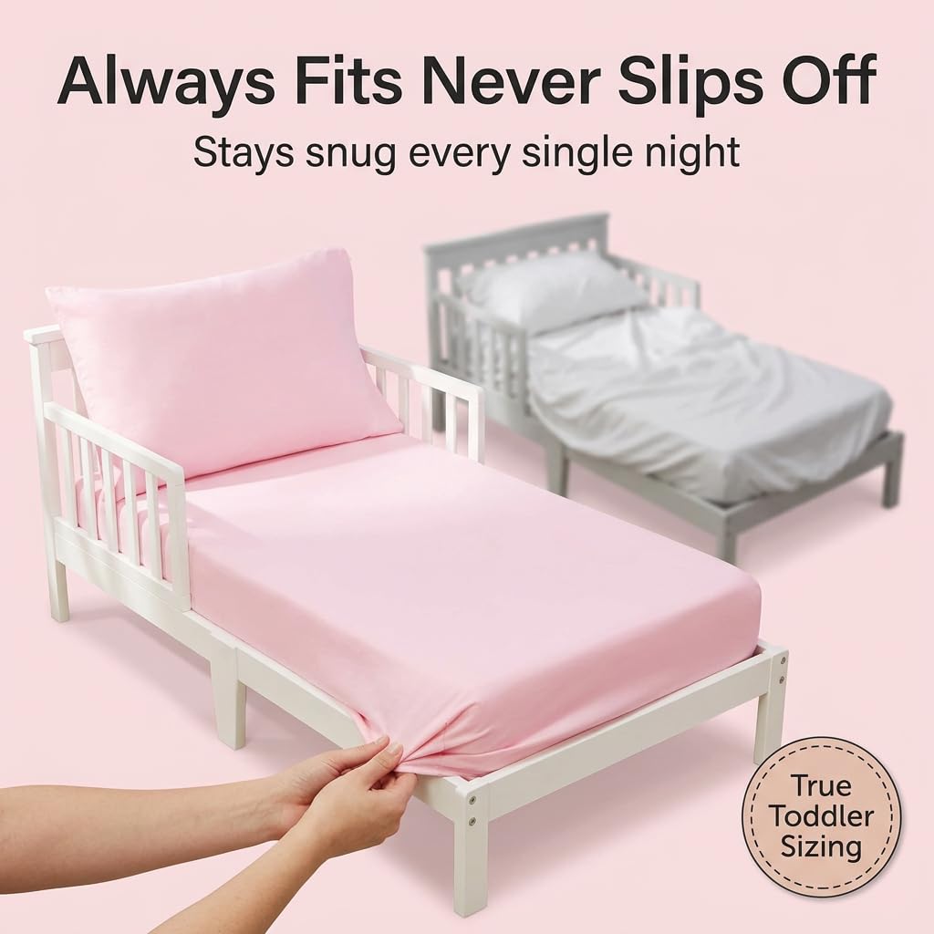 EVERYDAY KIDS - Juego de cama infantil de 4 piezas, incluye edredón, sábana plana, sábana bajera y funda de almohada reversible, color rosa
